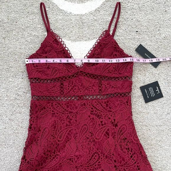 Lulus Dearly Beloved Deep Red Crochet Lace Dress Medium - Picture 5 of 11